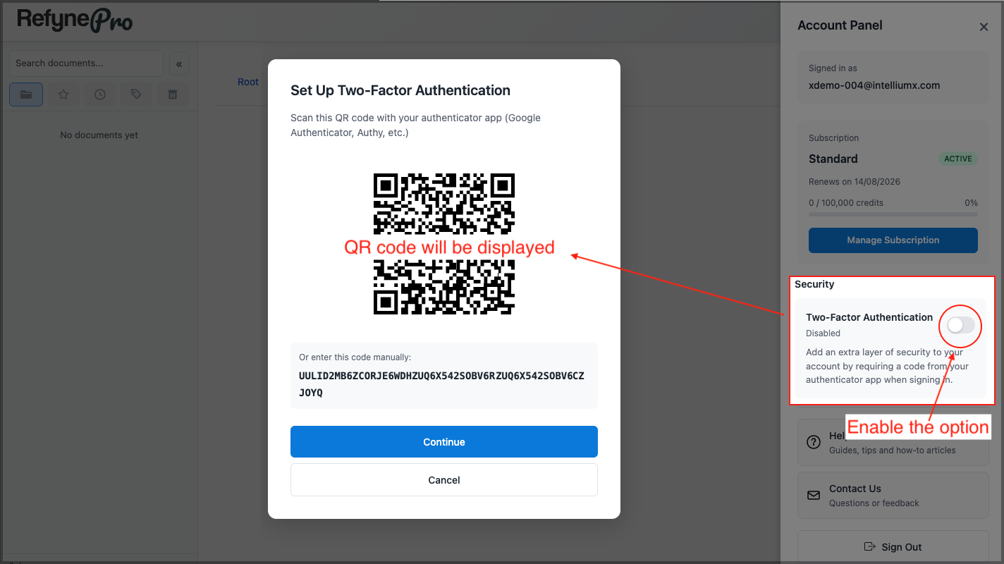 The QR code shown during two-factor authentication setup